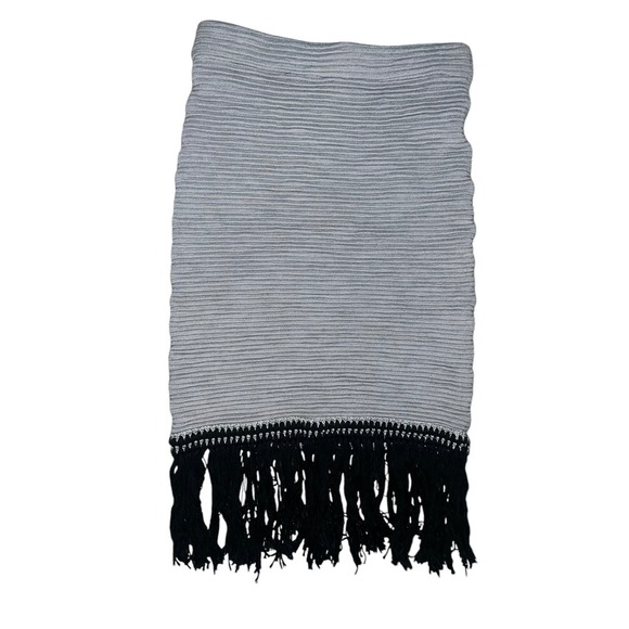 valentina shah pencil skirt wool avant garde office siren fringe black/gray m/l - Picture 2 of 5